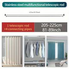 LOMILD 1 pièce LOMILD Tringles à rideaux rétractables en acier inoxydable, longueur réglable de 165 cm à 225 cm, tringles rétractables en acier inoxydable, tringles à rideaux sans perçage pour la maison, tringles pour séchage de vêtements dans la chambre et le dressing, tringles multifonctionnelles pour séchage de vêtements sur le balcon