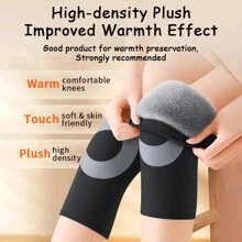 适合中老年人的加厚保暖护膝，防滑羊毛衬里腿套带松紧带，适合冬季户外运动和骑自行车 - 仅可手洗