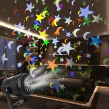 1 proiector LED rotativ cu model de stele și lună, alimentat prin USB, creează o atmosferă festivă, potrivit pentru casă, grădină, Ziua Îndrăgostiților, Paște, Anul Nou, decorațiuni pentru petreceri