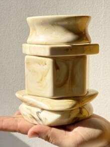 1 件米色扎染厚六角形树脂手镯，时尚复古优雅女士珠宝配饰，适合派对、秋冬