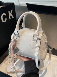 女士迷你复古单肩包/斜挎包/手提包，百搭时尚工作包 - 白色 - 查看 5