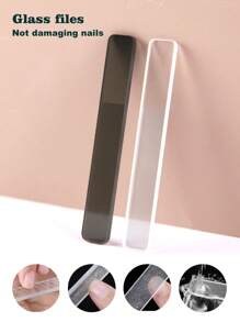 1 cái Dũa móng tay bằng thủy tinh, Dũa móng tay bằng thủy tinh, Màu đen và trong suốt, Dũa móng tay cho móng tay tự nhiên, Dũa móng tay bằng thủy tinh khắc hai mặt, Dụng cụ làm móng chuyên nghiệp bằng thủy tinh Séc dành cho phụ nữ và trẻ em gái - Nhiều màu - Xem 1