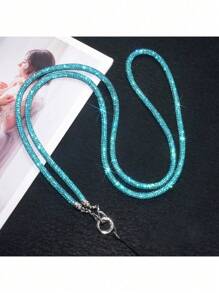 1 Pc Luxury Crystal String Long Diagonal Crossbody Purse Strap, Fashion Rhinestone Phone Lanyard, High-End - Multicolor - View 5