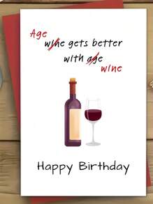 Tarjeta de cumpleaños divertida con tema de vino - 'La edad mejora con el vino' - regalo perfecto para familiares, amigos y seres queridos