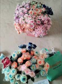 Silk Ribbon For DIY Crafts, Wedding Decor, Flower Arrangements, Cake Box Decorating, Car Decoration, Red Woven Ribbon, Rose Widths 0.6cm/1cm/4cm, Valentine Day - Multicolor - View 8