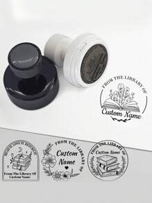 1 Peça Conjunto de Selo Personalizado com Sobrenome, Selo Circular Personalizado, Selo Comercial de Casamento Personalizado, Circular Feito à Mão, Etiqueta de Design de Nome de Família - Multicolorido - Visão 3