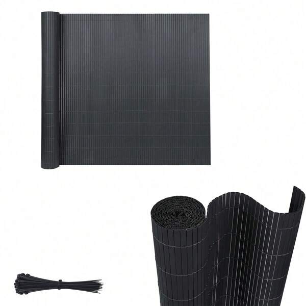 Aufun Sichtschutzmatte PVC Sichtschutzzaun Mit Kabelbindern Standard Sichtschutz Bambus Windschutz Für Garten Balkon Und Terrasse-Interne W-Struktur Verstärkte Lamellen (Anthrazit)