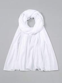 1pc Plain Pleated Chiffon Scarf, Women's Daily Headscarf, Women's Dress Accessory - Solid Color - View 18