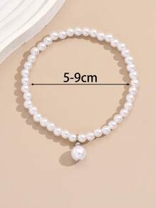 1 Pc Personalized Novel Girls Pearl Beaded Elastic Anklet Simple And Elegant Pearl Anklet Daily Wear