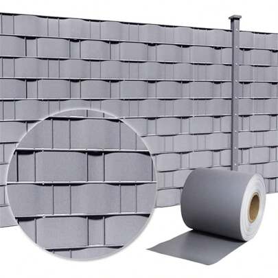 YARDIN Bandes de confidentialité en PVC, film de confidentialité extra épais, opaque, bandes de protection de la vie privée, film de clôture en maille à double tige avec 20 clips de fixation pour clôture de jardin, balcon, 35/65/70 m, anthracite/gris clair/vert