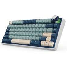 RK ROYAL KLUDGE R75 Wireless Mechanical Keyboard 75% Percent Gaming Keyboard Gasket Mount Custom Keyboard US Layout RGB Backlit With Knob And PBT Keycaps BT5.1/2.4GHz/USB-C Hot Swappable Cream Switch - Xanh lam1 - Xem 1