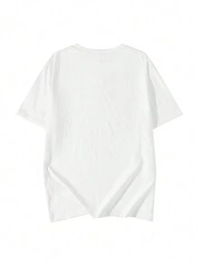 New Summer Women English Text Graphic Print Round Neck Casual Short Sleeve T-Shirt - White - View 5