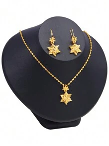 Conjunto de joyas bañado en oro de 22 quilates, pendientes y collar de novia con estilo árabe, decoración de fiesta de noche para mujer, joyería de lujo