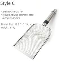 Pala para residuos de Gato, largo, pala de Metal de acero inoxidable, filtro de, pala para basura, herramienta de limpieza para mascotas, suministros para gatos - C - Ver 1