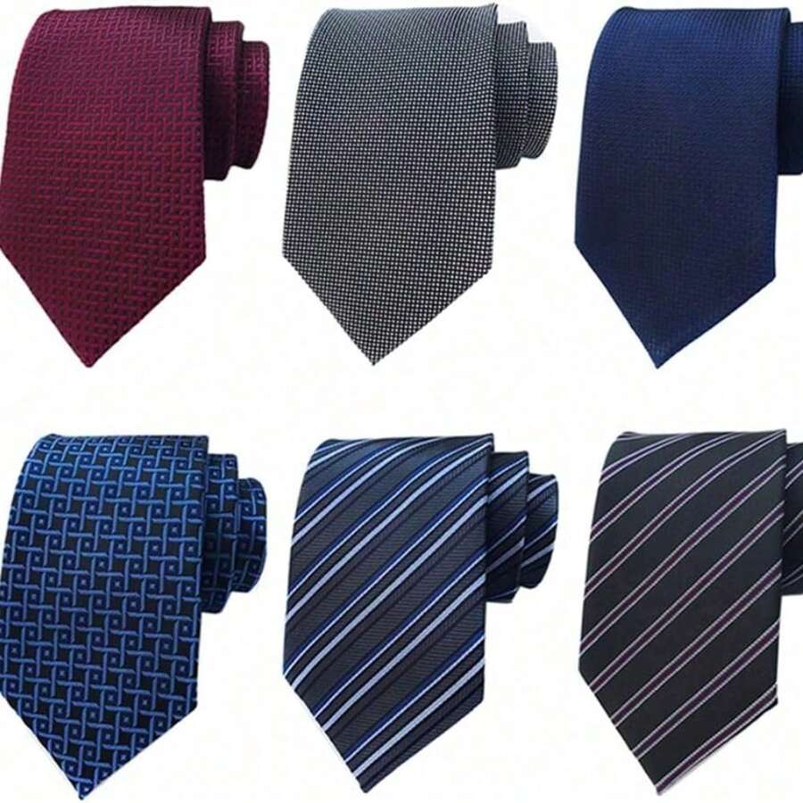 6 PCS Men's Necktie Classic Silk Tie Woven Jacquard Neck Ties