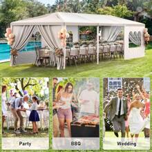 Carpa de fiesta blanca de 10X30 pies, carpas para exteriores para fiestas, resistente y impermeable, cenador de patio con 5 paredes laterales desmontables para bodas, barbacoas, eventos, fiestas de cumpleaños, vacaciones, jardín y Navidad - Blanco - Ver 6