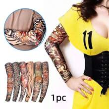 1 件户外骑行防晒纹身臂套，男女通用，无缝花臂套，防止纹身，送给朋友或自用的礼物 - 彩色 - 查看 1