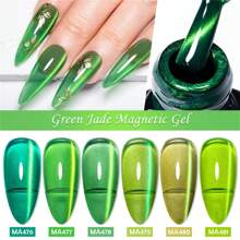MEET ACROSS 绿玉果冻猫磁性凝胶抛光可浸泡 UV LED 春夏清漆半永久性指甲艺术用于修甲设计圣帕特里克节