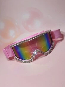 1pc Bling Rhinestone Ski Goggles With Multifunctional Protection, Extra Large Frame Silicone Anti-Wind Ski Goggles, Anti-Dust Desert Sandstorm Ski Eyewear For Skiing, Riding, Outdoor Sports, Washable - Multicolor - View 14