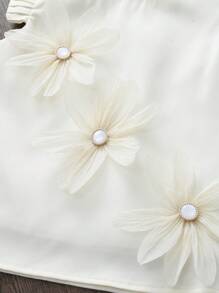 Set casual da 2 pezzi per ragazza, composto da canotta e pantaloncini per l'estate - Beige - Visualizzare 6