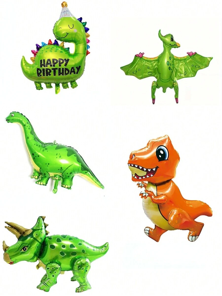 Large Green Dinosaur Shaped Balloon, Christmas - Dark Green - View 1