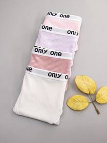 4pcs Women High Elastic Letter Printed Waist Sports T-Shape Briefs - Multicolor - View 5