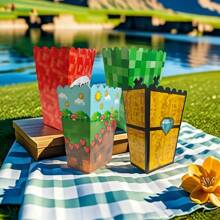 12 sztuk unikalnych wzorów pudełek na popcorn, 4 style do dekoracji na przyjęcie urodzinowe, pudełka na przekąski odpowiednie na przyjęcie urodzinowe i spotkania rodzinne