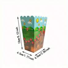 12 sztuk unikalnych wzorów pudełek na popcorn, 4 style do dekoracji na przyjęcie urodzinowe, pudełka na przekąski odpowiednie na przyjęcie urodzinowe i spotkania rodzinne