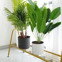 Maceta redonda de pie con sistema de drenaje y autorriego para plantas, bonsái y hierbas con patas de madera, para vivero y decoración moderna