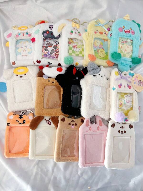 1pc Cartoon Furry Card Holder, Super Cute Furry Card Holder, 3-Inch Display Pendant, Idol Small Card Storage Protective Cover, Girl Backpack Keychain Pendant, Student Card, Worker Card, Teacher Card, Meal Card, Id Card Storage Protective Cover,School Supplies,Back To School