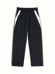 1 pièce Pantalon de survêtement ample avec cordon de serrage à la taille pour homme, pantalon casual de couleur unie, léger, respirant et séchage rapide, idéal comme cadeau pour petit-ami, printemps/été
