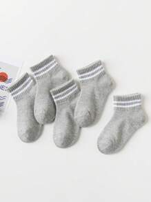 5/10双装儿童袜子/男女童袜子，四季皆宜，黑白灰经典简约百搭舒适柔软时尚短袜，适合儿童日常生活或学生运动/返校穿着（多种组合可选） - 彩色 - 查看 15