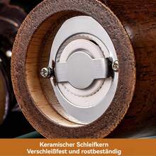 Salz und Pfeffermühle,Holz Gewürzmühle mit Keramikmahlwerk,Einstellbarer Schleifgrad,Gewürzmühlen 2er-Set,Manuelle Salzmühle,tklare Schicht