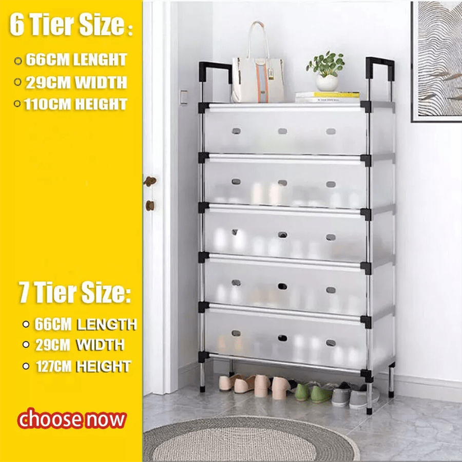 4/5/6/7 Tier Cabinet Storage Organiser Shoe Rack Stand Holder W Dust-Proof Cover