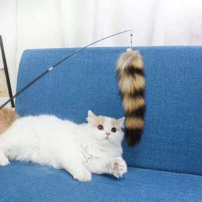 Telescopic Fishing Rod Cat Teaser Toy, Made Of Synthetic Fiber, Interactive Pet Toy To Keep Cats Entertained