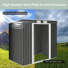 7FT X 4FT Outdoor Storage Shed Large Tool Utility Storage House With Sliding Door - Dark Grey - View 3