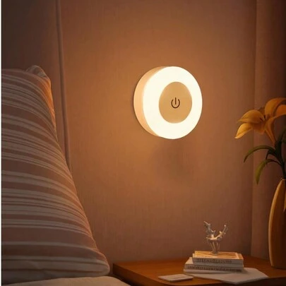 1pc Touch The Nightlight, Bedside Lamp, Adjustable In 3 Colors, Wireless Cabinet Light, Dimmable For Hallway, Bedroom, Bathroom, Living Room, Closet, Kitchen (Warm Light),Room Decor,Home Decor,Wall Decor,Bedroom Decor,New Year,Spring Festival