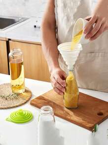 Silicone Folding Funnel Mini Collapsible Kitchen Tools, Suitable For Water, Liquid And Oil Essential Small Tool For Apartment And Dorm - Multicolor - View 7