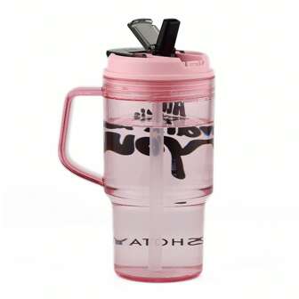 SHOTAY 770ml/26.03oz Tritan Double Wall Travel Mug, Coffee/Water Cup, Plastic Handle Cup, Car Cup, Pink Girly Cup, Heat-Resistant & Drop-Proof Plastic Cup, Straw Cup, Gift Water Bottle, Leak-Proof & Anti-Drip Cup