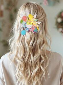 2 pièces Nœuds pour cheveux de Pâques pour femmes et filles, pinces crocodile à pompons d'œufs de Pâques, mignons clips d'oreilles de lapins aux œufs de Pâques, barrettes de Pâques à pompons, cadeaux de fête, décorations, accessoires pour cheveux pour femmes