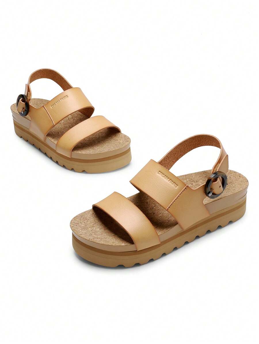 Women's Platform Sandals Open Toe Ankle Strap Arch Support Lightweight Comfortable Vacation Dress Shoes Cute Buckle Beach Summer Wedge Sandals - Lạc đà - Xem 1