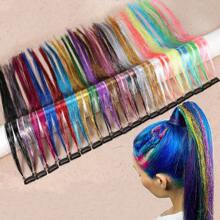 6 Stücke Haar Tinsel Clip, Tinsel Haarverlängerungen, Fairy Haar Tinsel, glitzernde Haar Strähnen 20 Zoll Haar Tinsel, hitzebeständig