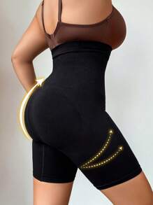 Plus Size Women's Seamless High Waist Slimming Shaping Shorts, Comfortable And Breathable - Black - View 6