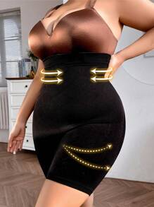 Plus Size Women's Seamless High Waist Slimming Shaping Shorts, Comfortable And Breathable - Black - View 5