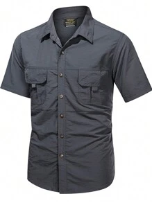Men's Casual Mountaineering Tactical Fishing Shirt - Dark Grey - View 3