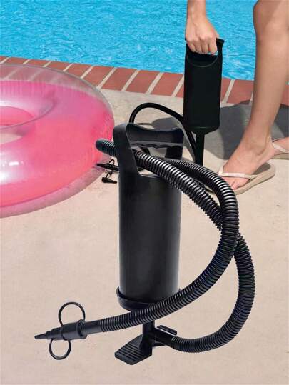 1pc Manual Pull Type Strong Floor Air Pump, Fast Air Pump, Handheld Air Pump, Fast Inflation, Portable Manual Air Pump Suitable For Outdoor Use, Swimming Rings, Mattresses, Swimming Pool Floats, Inflatable Accessories, Beach Essentials, Beach Accessories