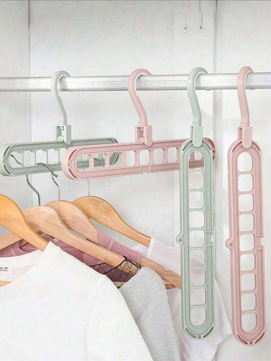 2pcs/Multifunction Clothes Hanger Storage Rack, 9 Hole Magic Clothes Hanger, Rotating Closet Wardrobe Plastic Hanger,Spring,Minimalist,Summer Tops