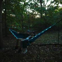Equip Illuminated Nylon Camping Travel Hammock, 2 Person, Blue & Dark Blue - Blue - View 2