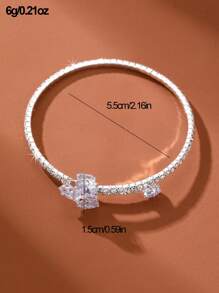 1pc Girls' Fashionable & Elegant Crystal Bracelet - Silver - View 5