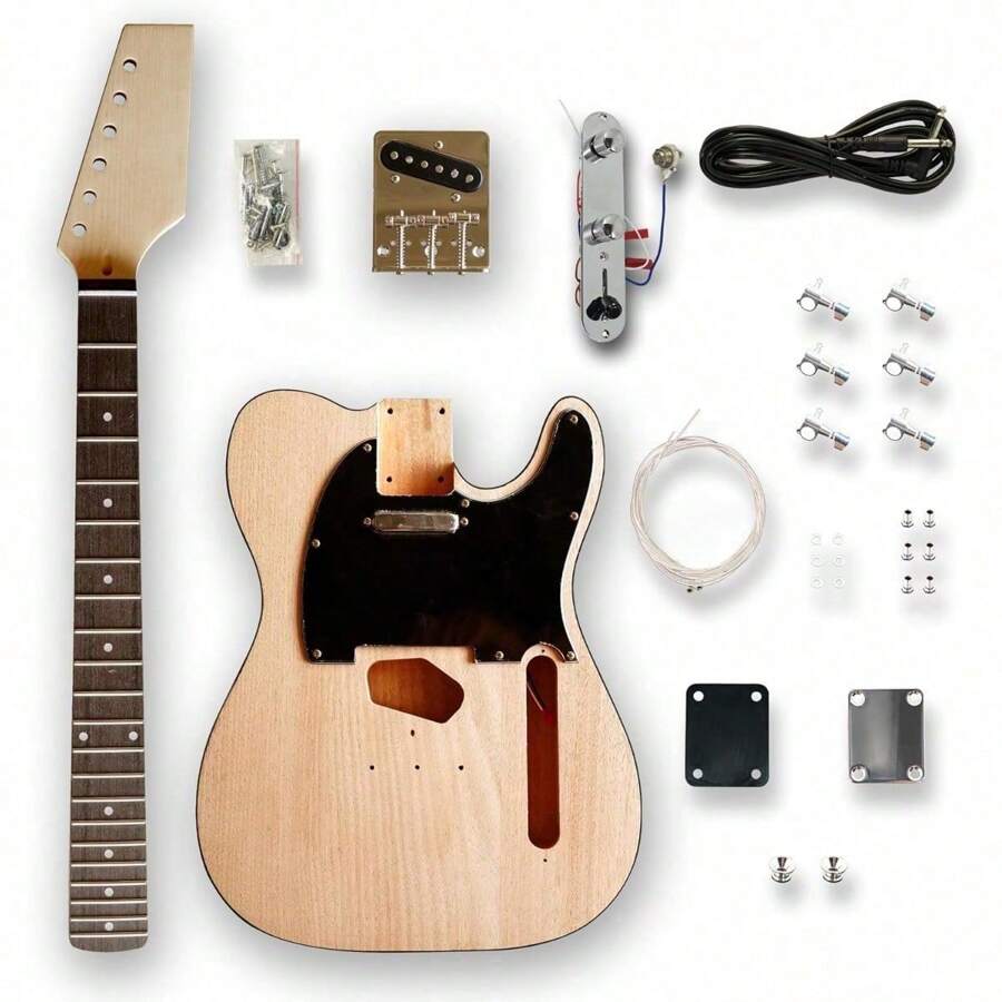 DIY Electric Guitar Kits For TL Style Okoume Wood Body Maple Neck & Composite Ebony Fingerboard